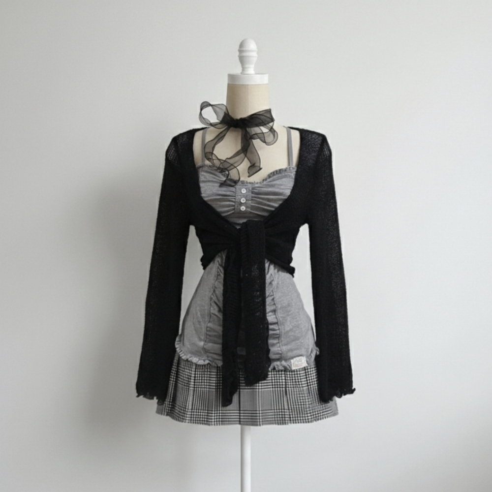 H&M Grey Twill Plaid Mini Pleated Skirt